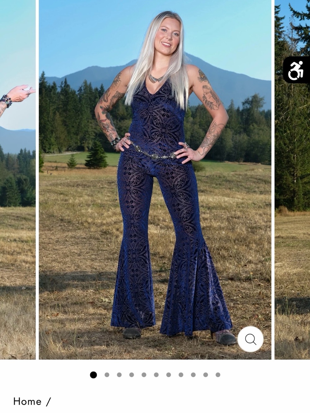 Warrior Within Designs Midnight Blue Velvet Lace Flared Jumpsuit